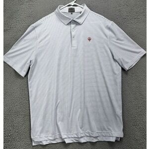 Fennec Polo Shirt Adult XL White Blue Pinstripes Golf Golfer Golfing Rugby Mens